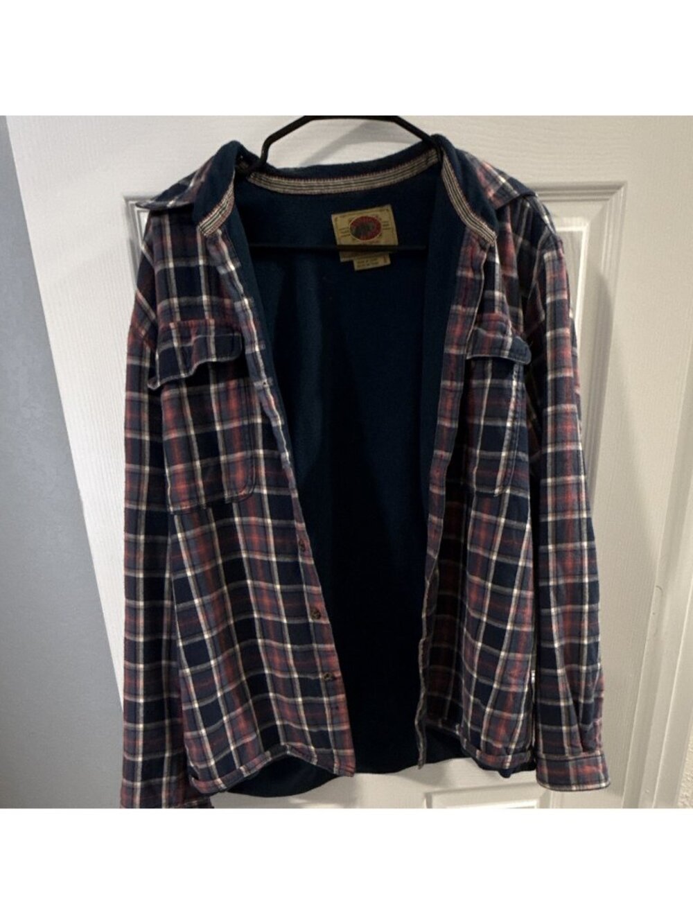 Boston Traders Men's Large Blue Plaid Sherpa Lined Flannel Jacket
